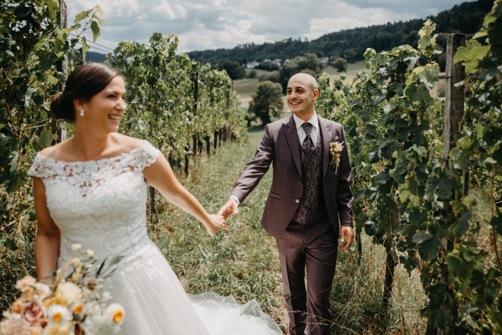 Wedding among vines